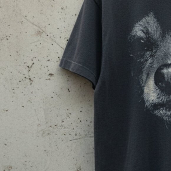 Vintage 90s Chihuahua Smoking Cigarette Faded Black Funny Graphic Tee - Picture 4 of 5